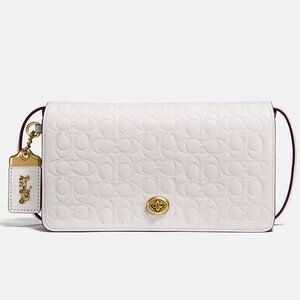 COACH Dinky Bag In White Signature Leather